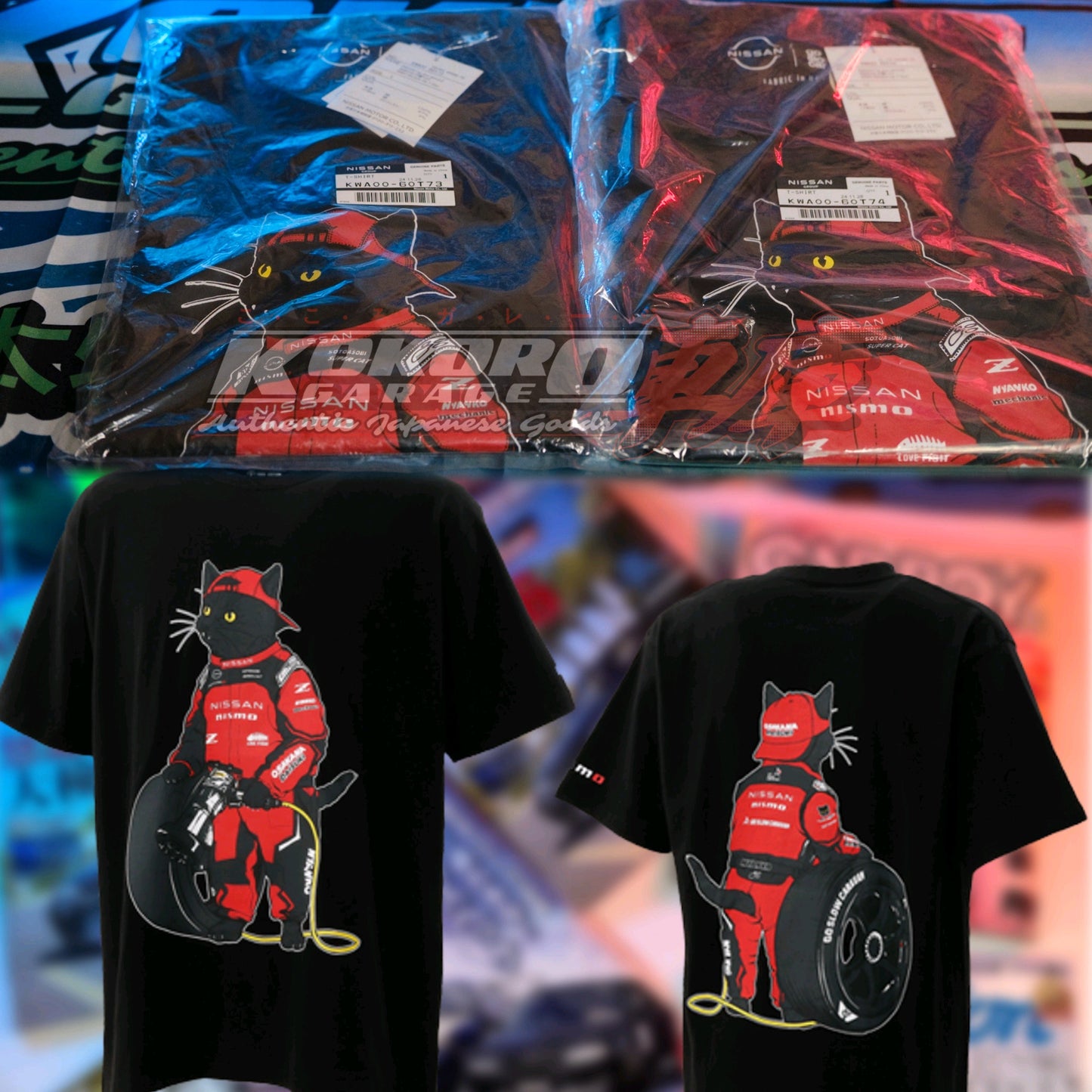 Rare NISMO 40th Anniversary Nissan Mechanic Black Cat T-Shirt Japan L & LL